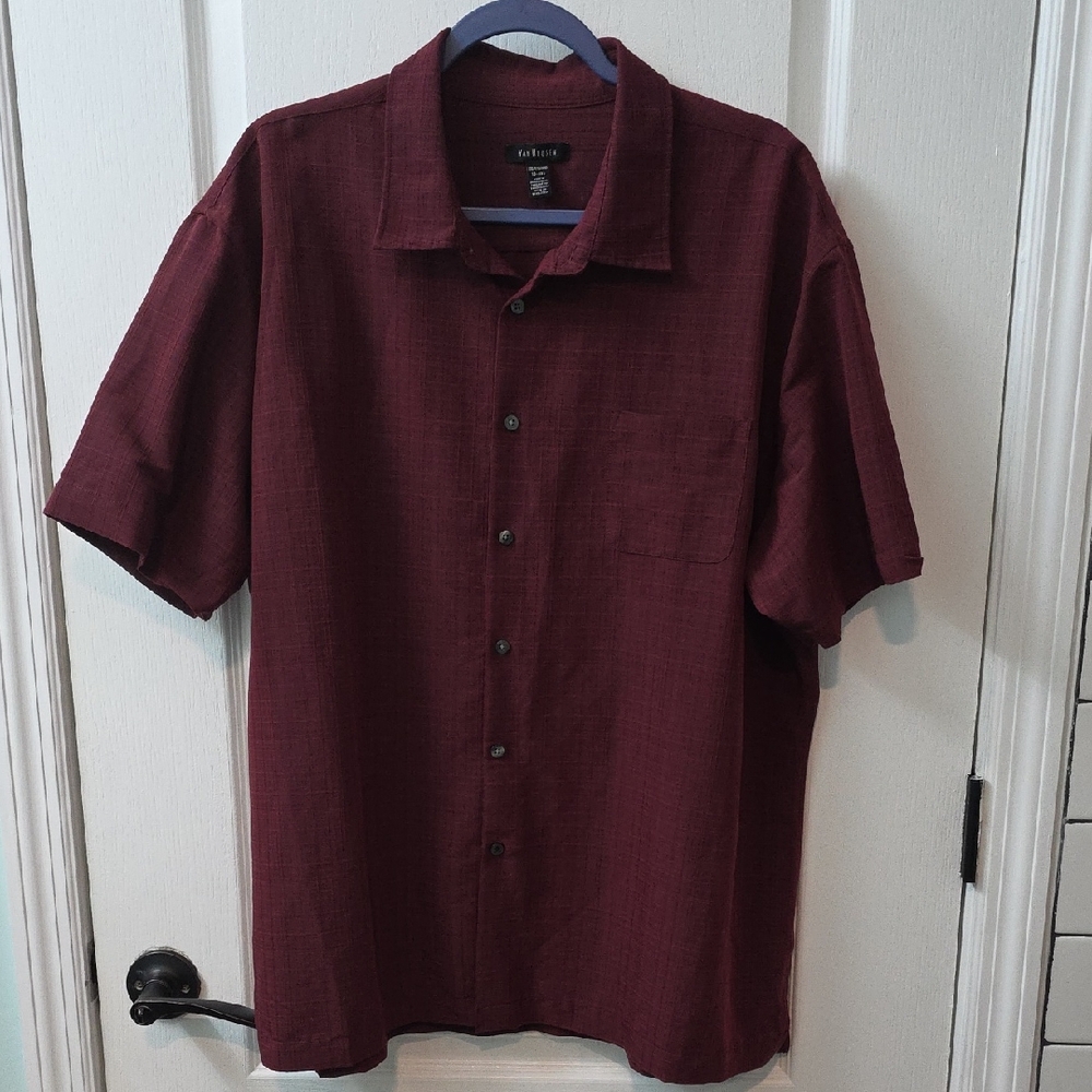 Men's 2X Dark Red Button Up Shirt